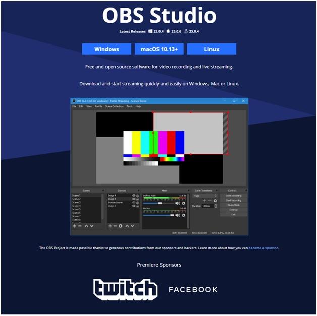 OBS software to stream live videos